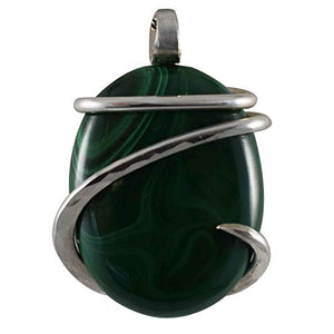 Bellas PEndants Malachite Stone Pendant Hand Wrapped in Silver by Isabella Roth