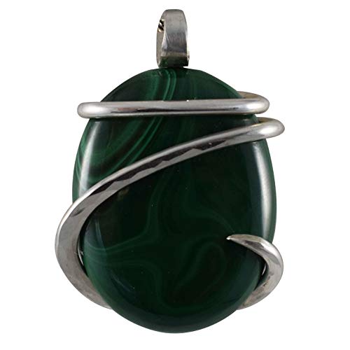 Bellas PEndants Malachite Stone Pendant Hand Wrapped in Silver by Isabella Roth