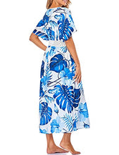 Load image into Gallery viewer, Bsubseach Long Swimsuit Cover Up Summer Kimono Short Sleeve Beach Open Front Cardigan Cover Ups for Women Green
