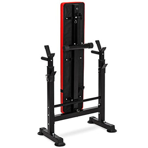 Best Choice Products Adjustable Folding Fitness Barbell Rack and Weight Bench for Home Gym, Strength Training