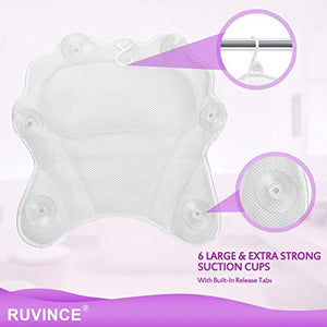 Bath Pillow RUVINCE Luxurious Bath Pillows for Tub Contains 2 Loofah Body Scrubber Ergonomic Bathtub Pillow for Neck，Head & Shoulders