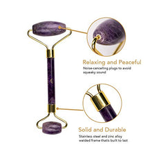 Load image into Gallery viewer, Amethyst Roller by Esmee Luxury Facial Massager Stone Roller Purple Jade Roller Real and Natural Amethyst Crystal Anti-aging Face Slimming and Depuffing Beauty Tool for Face and Eyes
