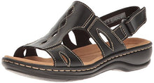 Load image into Gallery viewer, Clarks Women's Leisa Lakelyn Flat Sandal, Black Leather, 8 N US
