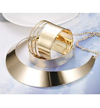 Load image into Gallery viewer, Hanpabum Women Gold Tone Choker Necklace and Cuff Bangle Bracelet Jewelry Set Exaggerated Punk Style (A:Gold Tone)
