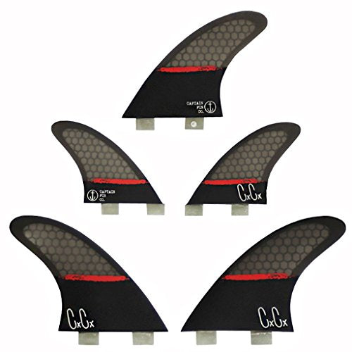 Captain Fin Co. Chris Christenson 5-Fin SPL Surfboard Fins - 5 Fin Set - Twin Tab - Black
