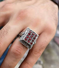 Load image into Gallery viewer, Beautiful Handcrafted Handmade 925K Sterling Silver Mens Ring With Howlite Ruby Stone
