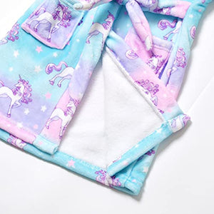 Matching Girls&Doll Robe Kids Bathrobes American Girl Plush Fleece Unicorn Pajamas,Size 6 7