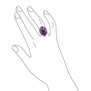 Native American Style Large Oval Boho Statement Stabilized Purple Turquoise Ring For Women 925 Sterling Silver