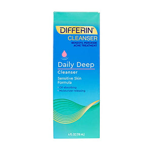Acne Face Wash with Benzoyl Peroxide by the makers of Differin Gel, Daily Deep Cleanser, Gentle Skin Care for Acne Prone Sensitive Skin, 4 oz