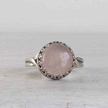 Load image into Gallery viewer, 925 Sterling Silver Natural Rose Quartz Ring - Vintage Style October Libra Birthstone Pink Gemstone Sizable Ring - Classic Handmade Jewelry Gift For Her - Adjustable Dainty Boho Ring - Gift For Women

