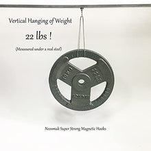 Load image into Gallery viewer, Neosmuk Magnetic Hooks, 22 lb+ Heavy Duty Earth Magnets with Hook for Refrigerator, Extra Strong Cruise Hook for Hanging, Magnetic Hanger for Curtain, Grill (Silver White, Pack of 10)
