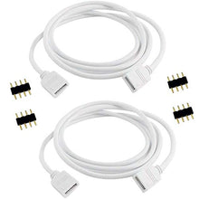 Load image into Gallery viewer, TronicsPros 2pcs 2.5m 8.2ft RGB Extension Cable Cord 4 Pin Flex LED Tape LED Ribbon LED Rope Light Connector Wire for RGB 5050 3528 2835 Flexible LED Strip Light w/ 4x Male to Male 4-Pin Adapter Plugs
