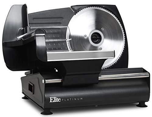 Elite Platinum Ultimate Precision Electric Deli Food Meat Slicer Removable Stainless Steel Blade, Adjustable Thickness, Ideal for Cold Cuts, Hard Cheese, Vegetables & Bread, 7.5”, Black