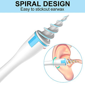 2022 Spiral Ear Wax Removal Tool, Ear Cleaner kit Q-Grips Earwax Remover with 16 Pcs Soft Replacement Tips Suitable for Adult & Kids (Blue)