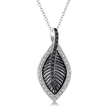 Load image into Gallery viewer, Evoque Round Cut Natural &amp; Treated Black Diamond Pendant Necklace (1/10 Ctw) - Jewelry for Women with 18" Sterling Silver Chain
