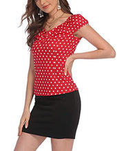 Load image into Gallery viewer, ELESOL Retro Polka Dot Tops for Women Red S
