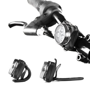 Ascher USB Rechargeable Bike Light Set,Super Bright Front Headlight and Rear LED Bicycle Light,650mah Lithium Battery,4 Light Mode Options(2 USB cables and 4 Strap Included)