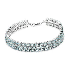 Load image into Gallery viewer, Shop LC Wedding Gifts 925 Sterling Silver Platinum Plated Blue Skyblue Topaz Bracelet for Women for Her Size 7.5" Ct 18.7
