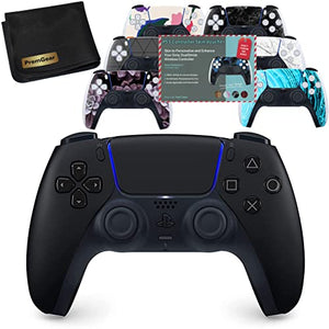 Midnight Black Sony DualSense Wireless PS5 Controller for Playstation 5, Bundled with PS5 Controller Skin Voucher & PremGear Cleaning Cloth