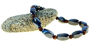 Beautiful Magnetic Black Hematite & Tiger Eye Gemstone Bracelet -Good for Healing, Increases Energy, Arthritis Pain Relief Suits Both Men & Women by PURPLE WHALE