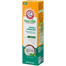 Load image into Gallery viewer, Arm &amp; Hammer Essentials Whiten &amp; Strengthen Fluoride Toothpaste, 100% Natural Baking Soda, Fresh Mint, 4.3 Oz (Pack of 4)
