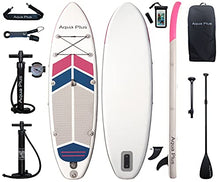 Load image into Gallery viewer, Aqua Plus 10ftx32inx6in Inflatable SUP for All Skill Levels Stand Up Paddle Board, Adjustable Paddle,Double Action Pump,ISUP Travel Backpack, Leash,Shoulder Strap,Youth &amp; Adult Inflatable Paddle Board
