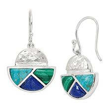 Load image into Gallery viewer, Silpada &#39;Modern Geo&#39; Natural Malachite, Lapis, Compressed Turquoise Drop Earrings in Sterling Silver
