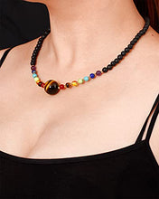 Load image into Gallery viewer, Jewever 7 Chakra Crystal Necklaces Healing Gem Stone Pendant Choker Necklace for Women Tiger Eye with Lava Rock Essential Oils Diffuser Energy Crystals Adjustable Strand

