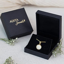Load image into Gallery viewer, 14K Gold White Opal Necklace - 14K Solid Yellow Gold Dainty Necklace with October Birthstone Pendant, 12mm Large Size Opal Gemstone - Handmade Bridal Wedding Jewelry for Brides &amp; Classy Women
