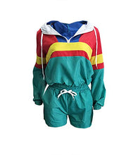 Load image into Gallery viewer, VOIKERDR Women 2 Piece Outfits Tracksuit Jumpsuits Lightweight Windbreaker Pullover Jacket Crop Top Pants Set Green L

