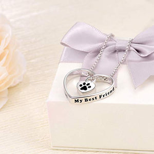 JXJL Heart Cremation Urn Necklace for Pet/Dog/Cat Ashes Keepsake Memorial Jewelry Paw Print Urn Pendant Necklace