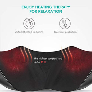 Neck Shoulder Massage with Soothing Heat, Electric Shiatsu Back Massager 3D Deep Tissue Kneading Massagers for Full Body Muscle Pain Relief Relax, Christmas Birthday Gift