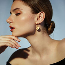 Load image into Gallery viewer, BUEMMR 14K Gold Plated Smooth Mirror Compass Hoop Earrings for Women, Jewelry for Women Girl
