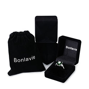 BONLAVIE Sterling Silver 925 Friendship & Love Ring with Created Green Emerald Cubic Zirconia Size 8
