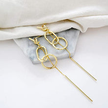 Load image into Gallery viewer, Circle Dangle Tassel 14K Gold Plated Earrings with S925 Sterling Silver Simple Geometric Element Gold Long for Women for Women Girl Ladies Gifts for Women Girl Gifts Present Valentines Birthday Anniversary Mothers Day Christmas
