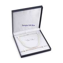 Load image into Gallery viewer, THE PEARL SOURCE 14K Gold 7-7.5mm Round Black Akoya Cultured Pearl Necklace, Bracelet &amp; Earrings Set in 17" Princess Length for Women
