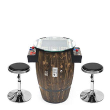 Load image into Gallery viewer, Creative Arcades Full Size Commercial Grade Wine Barrel Style Pub Arcade Machine | 2 Player | 412 Games | 15" LCD Screen | Round Glass Top | 2 Sanwa Joysticks | 2 Stools Included | 3 Year Warranty

