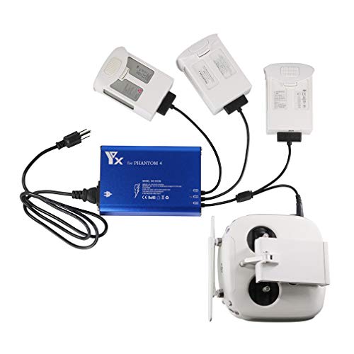 Hanatora 4 in 1 Rapid Multi Battery Charger with Ground for DJI Phantom 4/4 Advanced/4 Pro V2.0/4 Pro Plus Obsidian Drone&Remote Controller,Parallel Charging hub for Phantom 4 Series