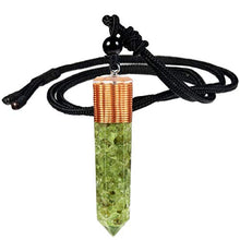 Load image into Gallery viewer, SUNYIK Natural Orgone Healing Crystal Points Stone Pendant Necklace for Men and Women, Hexagonal Faceted Crystal Stone Necklace for Unisex Adjustable 18''-24'',Peridot
