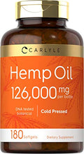 Load image into Gallery viewer, Hemp Oil Capsules | 126,000 mg | 180 Softgels | Non-GMO, Gluten Free | by Carlyle
