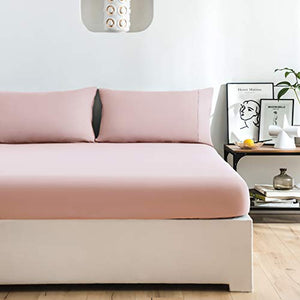 Bed Sheet Set 4 Pieces Brushed Microfiber Luxury with Soft Bedding Fade and Stain Resistant Queen, Blush Pink