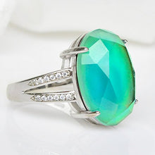 Load image into Gallery viewer, Fun Jewels Elegant Multi Color Change Facet Oval Crystal Stone Brass Mood Ring Size Adjustable
