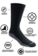 Load image into Gallery viewer, Dickies Men&#39;s Dri-tech Moisture Control Crew Socks Multipack, Black (6 Pairs), Shoe Size: 6-12
