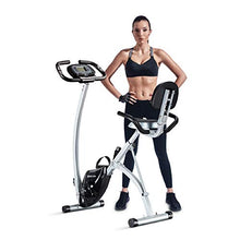 Load image into Gallery viewer, BCAN Folding Exercise Bike, Magnetic Upright Bicycle with Heart Rate, Speed, Distance, Calorie Monitor, 330LBS Support - Grey/Black 2020 Version
