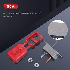4 Pieces DC 12V - 24V Automatic Reset Circuit Breaker Circuit Breaker with Cover Stud Bolt for Automotive and More (50 Amp)