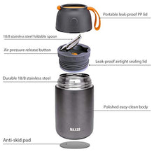 Load image into Gallery viewer, Insulated Lunch Containers Hot Food Jar, 2 Pack Vacuum Soup Thermos Food Flask, 24 oz+17 oz Stainless Steel Bento Lunch Box Keep Hot/Cold with Foldable Spoon &amp; Fork for Kids Adults, Pink
