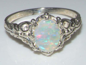 925 Sterling Silver Natural Opal Womens Band Ring - Size 5