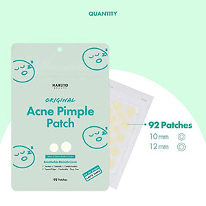 HARUTO BEAUTY Original Acne Pimple Patch -(92 patches /1Pack), Tea tree, Hydrocolloid spot healing patch, Invisible blemish spot treatment, Absolving sebum quick & easy patches for face