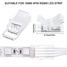 Load image into Gallery viewer, 32.8ft RGB Extension Cable Wire Cord and 10 Pcs LED Light Strip Connectors, Transparent Solderless Track Lighting Connector for Waterproof or Non Waterproof LED RGB Strip Light (4 Pin, 10 mm)
