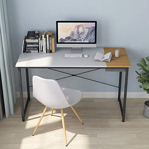 Cubiker Computer Desk 47" Home Office Writing Study Laptop Table, Modern Simple Style Desk with Drawer, White Natural